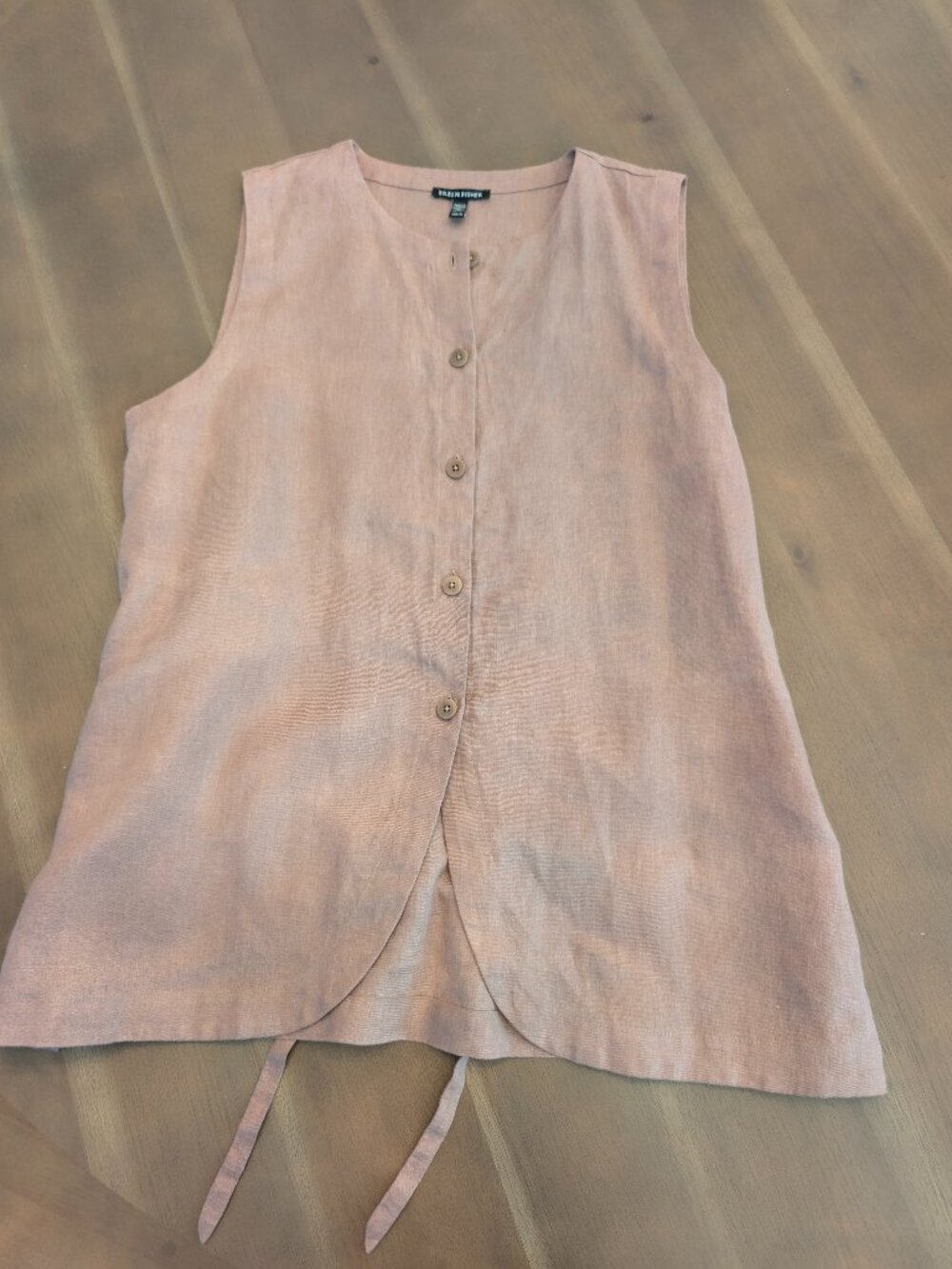 Eileen Fisher Organic Linen Vest | Cocoa | Size M | Quiet Luxury